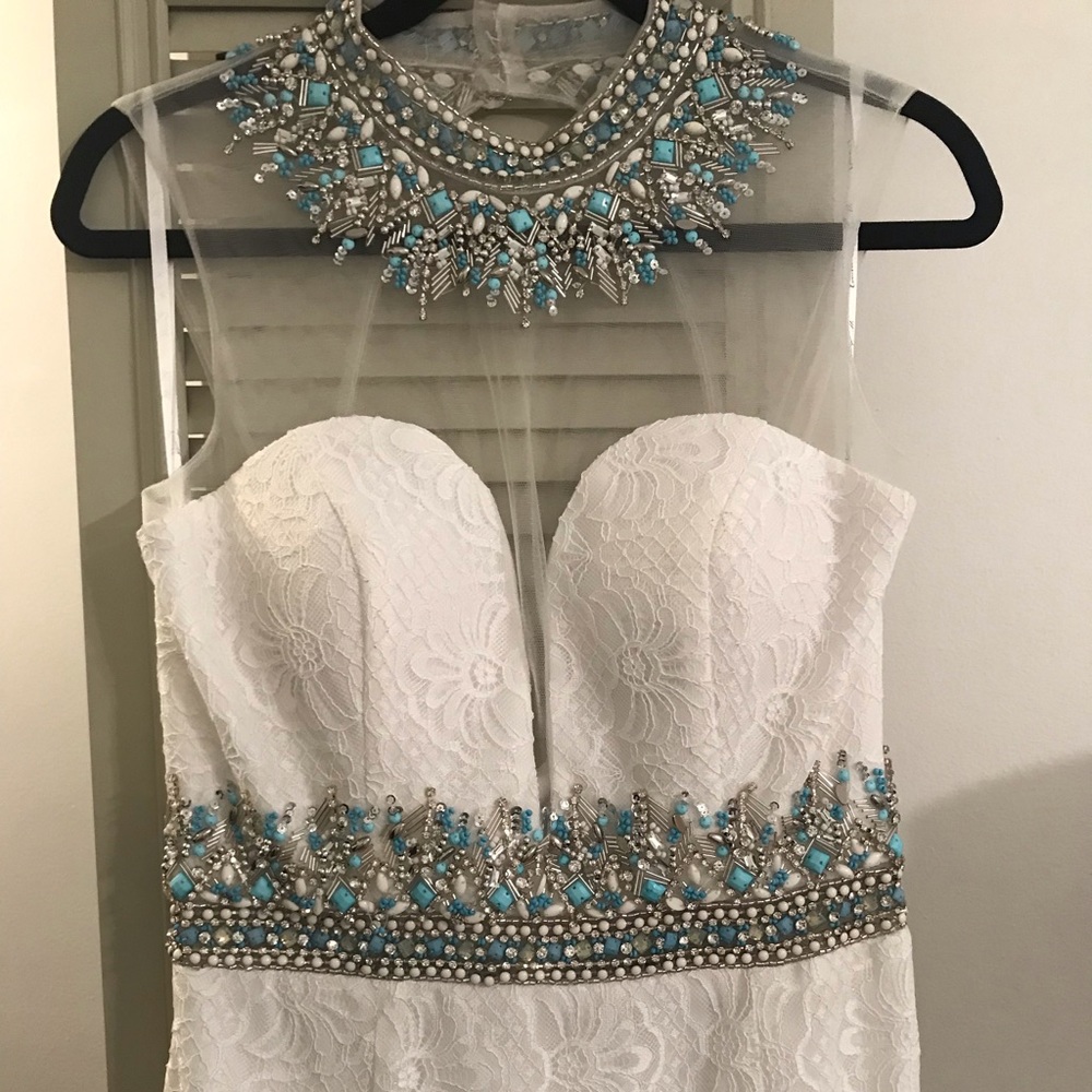 Camilla La Vie White Lace with Blue Embellishment